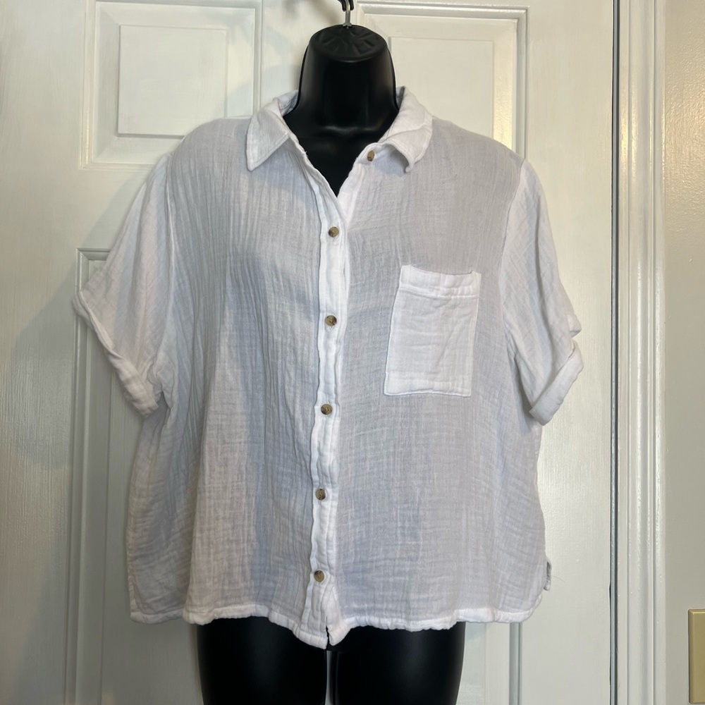 Old Navy Classic White Cotton Gauze Shirt
